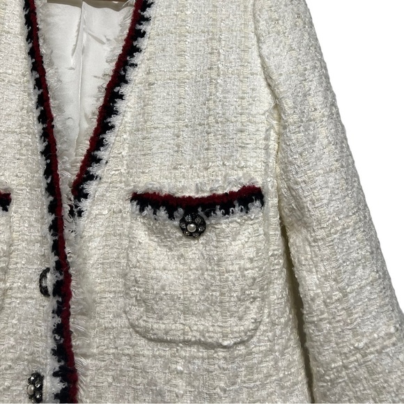 ZARA Tweed Boucle with Gem Blazer S - Picture 9 of 15